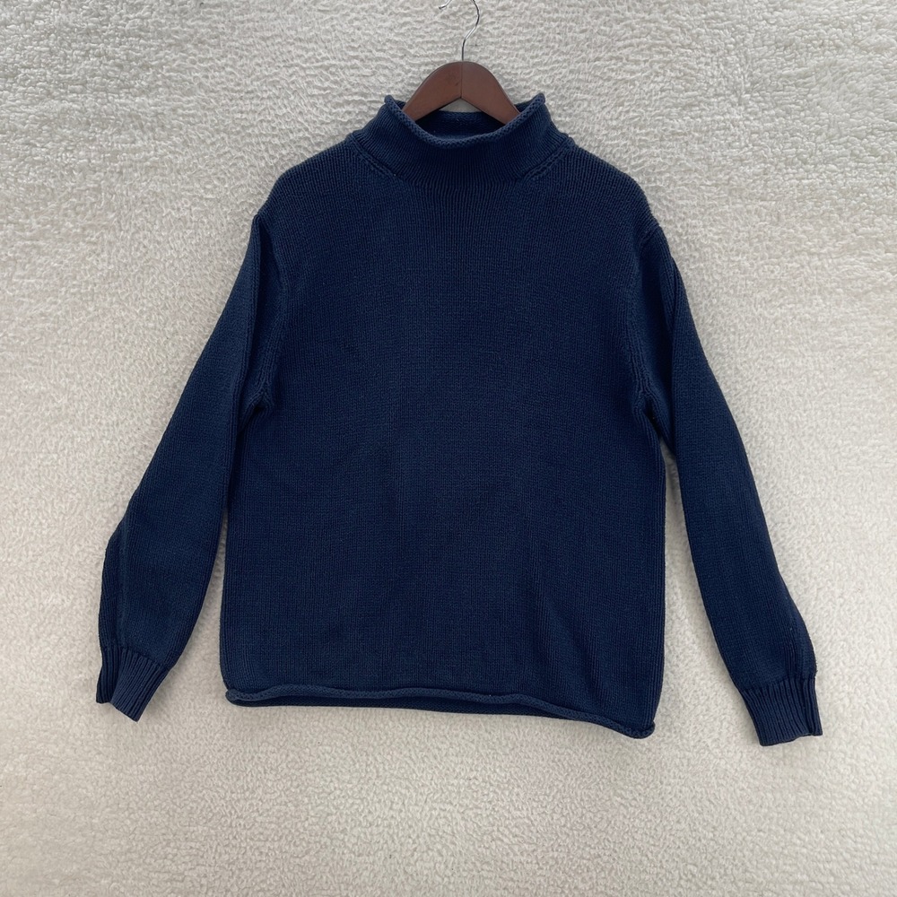 J Crew Sweater Mens M Navy Blue Roll Neck Preppy Outdoor Fisherman Cabin Granola